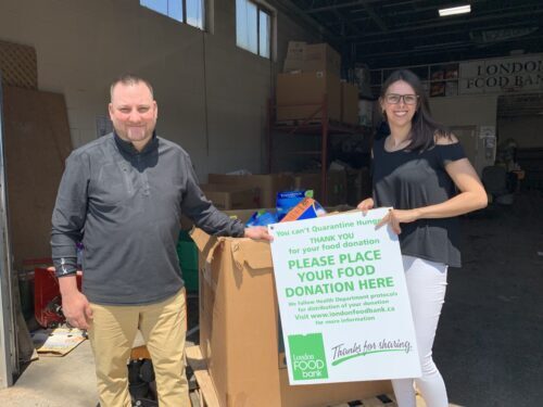 PSD Citywide staff donating items to the London Food Bank.