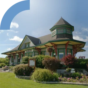 Historic train station in Glencoe, Ontario, Canada.