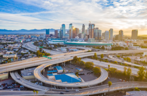 Los Angeles, California, USA. Empty freeway streets.