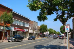 View of street in Fort Frances, Ontario, Canada.