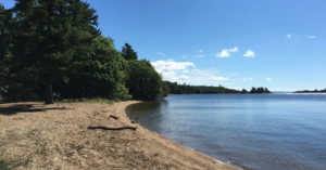 Scenes of the North shore of Lake Huron Ontario Canada including beaches and the town of Blind River.