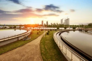 Modern urban wastewater treatment plant.