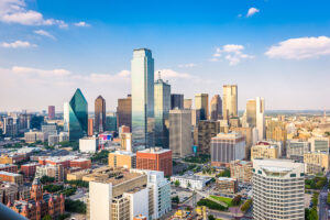 Dallas, Texas, USA downtown city skyline in the afternoon.