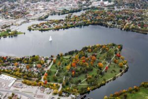 Arial view of Peterborough, Ontario, Canada.