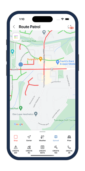 Active route animation on mobile phone.