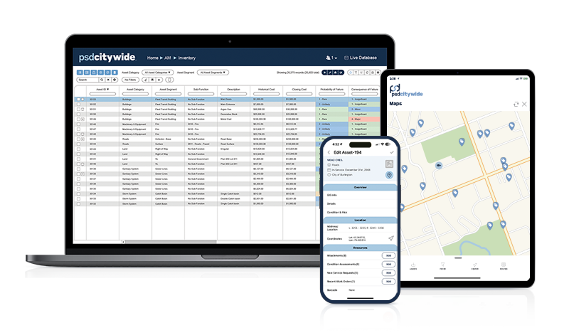 Citywide Assets and Asset Collector software on various devices.
