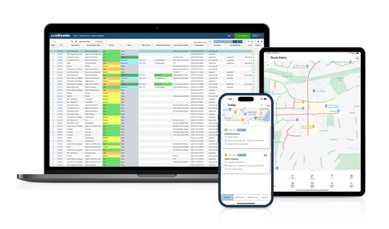 Citywide Maintenance software on various devices.