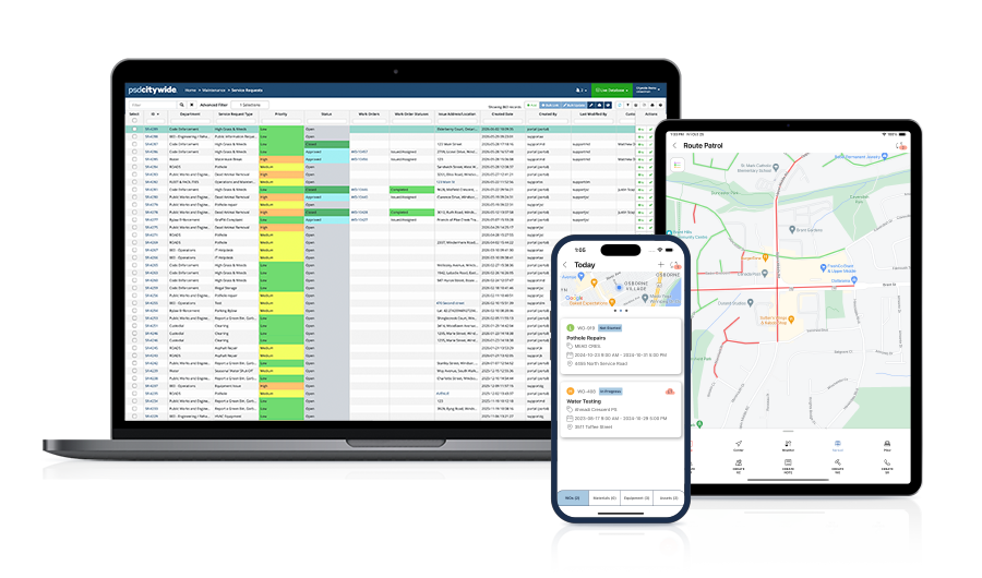 Citywide Maintenance software on various devices.
