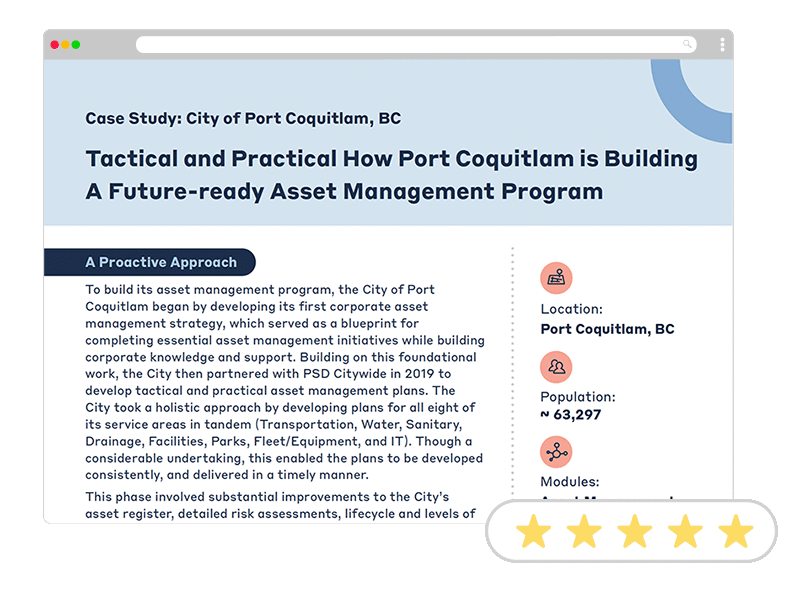 Image of browser window showing Port Coquitlam Case Study.
