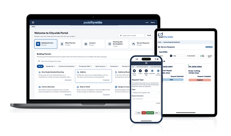 Citywide Customer Portal software on various devices.